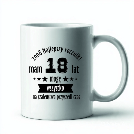 Kubek urodzinowy mam 18 lat moge wszystko najlepszy rocznik